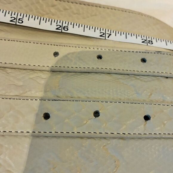 Wide Cream Leather Corset Belt with Oval Gun Metal Buckles Off White Waist Belt main image 6